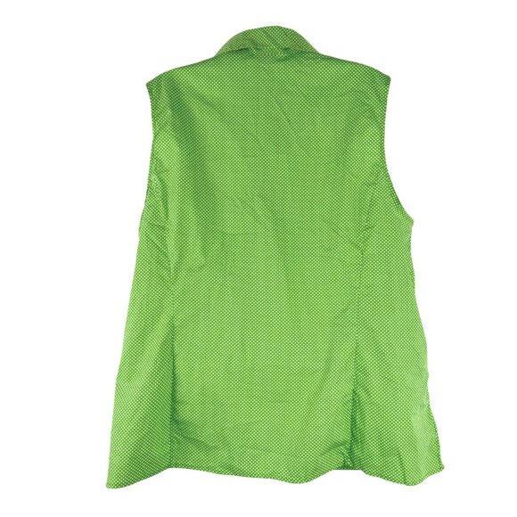 Talbots Surplice Blouse Top 18W Green White Polka Dot Sleeveless NWT TP-3183 - Picture 5 of 9